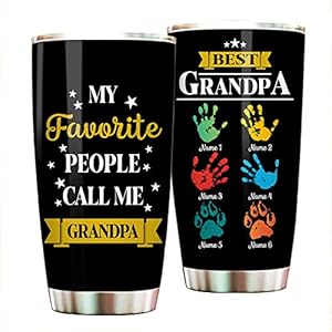 Personalized Best Grandpa, Grandma Colorful Handprint Tumbler Cup with Grandkids Names, Gift For Grandparents, Grandmother, Grandfather Birthday 20oz 30oz Insulated Coffee/Tea Mug with Lid Personalized Best Grandpa Grandma Colorful Handprint Tumbler Cup with Grandkids Names Gift For Grandparents Grandmother Grandfather Birthday 20oz 30oz Insulated CoffeeTea Mug with Lid