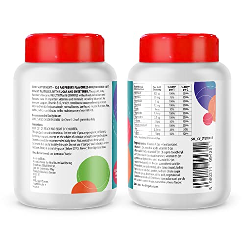 Multivitamin 120 Gummies -Raspberry Flavour Adult Gummy with 11 Vital Vitamins & Minerals - Vitamin D, Zinc, Vitamin C + B - Health + Immune Support - 4 Months Supply by Club Vits - Image 8