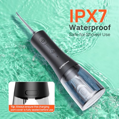 Image of Operan Water Picks, 4 Modes Travel Water Flosser Kit with 4 Tips, 300ml Portable Cordless Water Flosser for Teeth and Braces Care, Black, 1 Pack