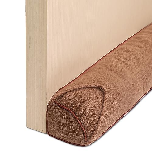 Triangle Under Door Draft Stopper 40 inch Weighted Draft Blocker Bottom Seal Noise Air Guard for Doors and Windows, Brown