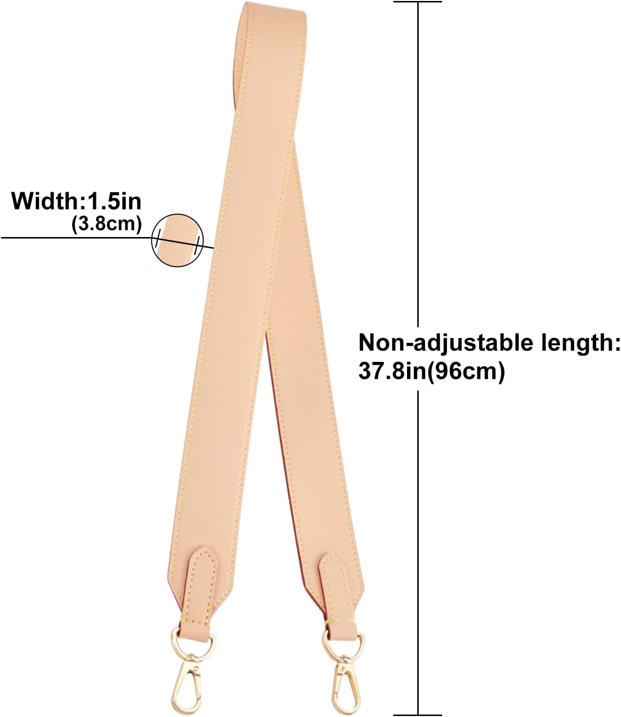 Genuine Vachetta Leather Shoulder Bag Strap Crossbody Replacement for Handbag or Purse(APRICOT-Width:1.5in&Length:37.8in) - Image 2