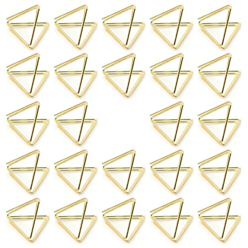 Loyalland 24 Stück Mini Tischkartenhalter, Dreieck Form Hochzeit Tischkartenhalter, Name Halter Sitzkartenhalter, für Hochzeit Party Büro Restaurant (Golden) Cover