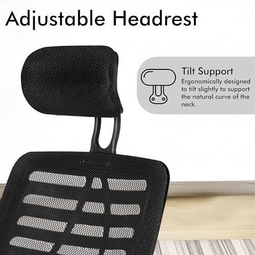Image of Casa Copenhagen,Mesh Office Desk,Rocking, Ergonomic Computer Chair Adjustable High with Headrest and Comfortable Armrest Swivel Chair - Black & White Handle