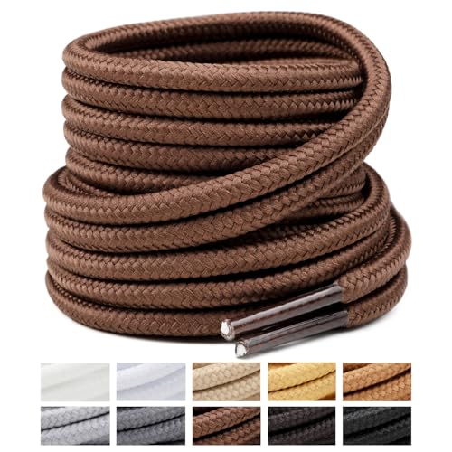 Image of Handshop 2 Pairs Round Boots Shoelaces, Heavy Duty Outdoor Shoe Laces | Replacement Shoestrings for Hiking, Running, Sporting Shoes and Work boots, Sturdy and Robust, 28 Colors, 30-63 inch Length