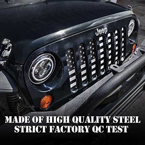 Xprite Aluminum Alloy Grill Insert Mesh With Black & White America U.s Flag Compatible With 2007-2018 Jeep Wrangler Jk Stock Grille #TOP4