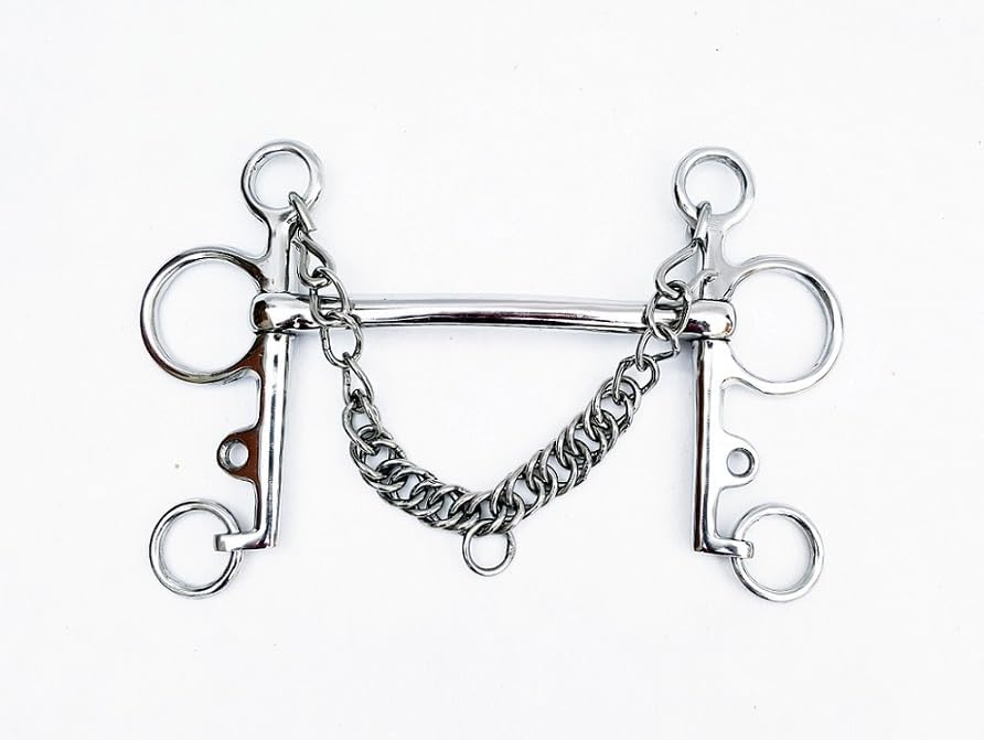 Pelham Curb Bit Mullen Mouth Horse Bit with Chain Stainless Steel
