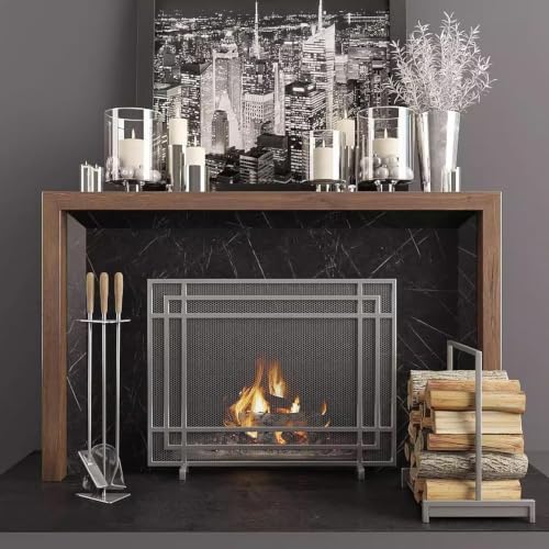 Protector contra chispas de chimenea de gas panel plano de 99x78 cm para estufas caseras 3