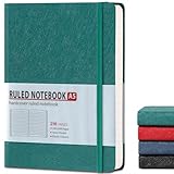 TSFPapier Lined Journal Notebook for Women Men 216 Pages A5 Hardcover Leather Journals for Writing Daily Journaling Notebook for Work, School, Note Taking, Business, Travel Dark Green
