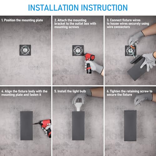 Image of LEONLITE 2-Pack 12 inch Outdoor Rectangular Wall Light, Up and Down, E26 Base | Modern Porch Patio Lights, Waterproof Wall Sconce, Exterior Light Fixture Wall Mount, Aluminum, Matte Black, ETL Listed