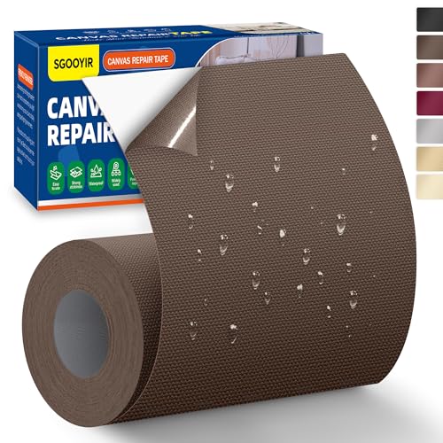 Toppe Adesive per Tessuti Marrone più scuro, 10x200cm Impermeabile Tessuto Adesivo per Riparazioni, Patches di Tessuto in Tela per Tende, Coperture per Barche, Divani, Sedie