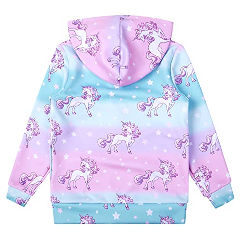 Girls Zip Up Hoodie Jacket Unicorn/Cat Sweatshirt with Pockets2