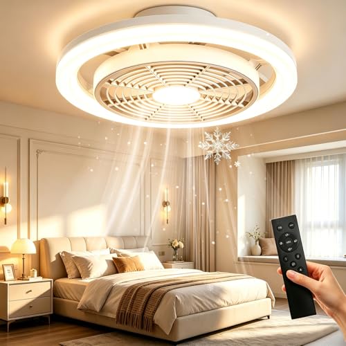 Wholede Ventilateur Plafond Avec Lumiere Silencieux, Dimmable LED Lampe Ventilateur avec Télécommande, 4 Vitesses/2700K-6500K, Plafonnier LED Dimmable pour...