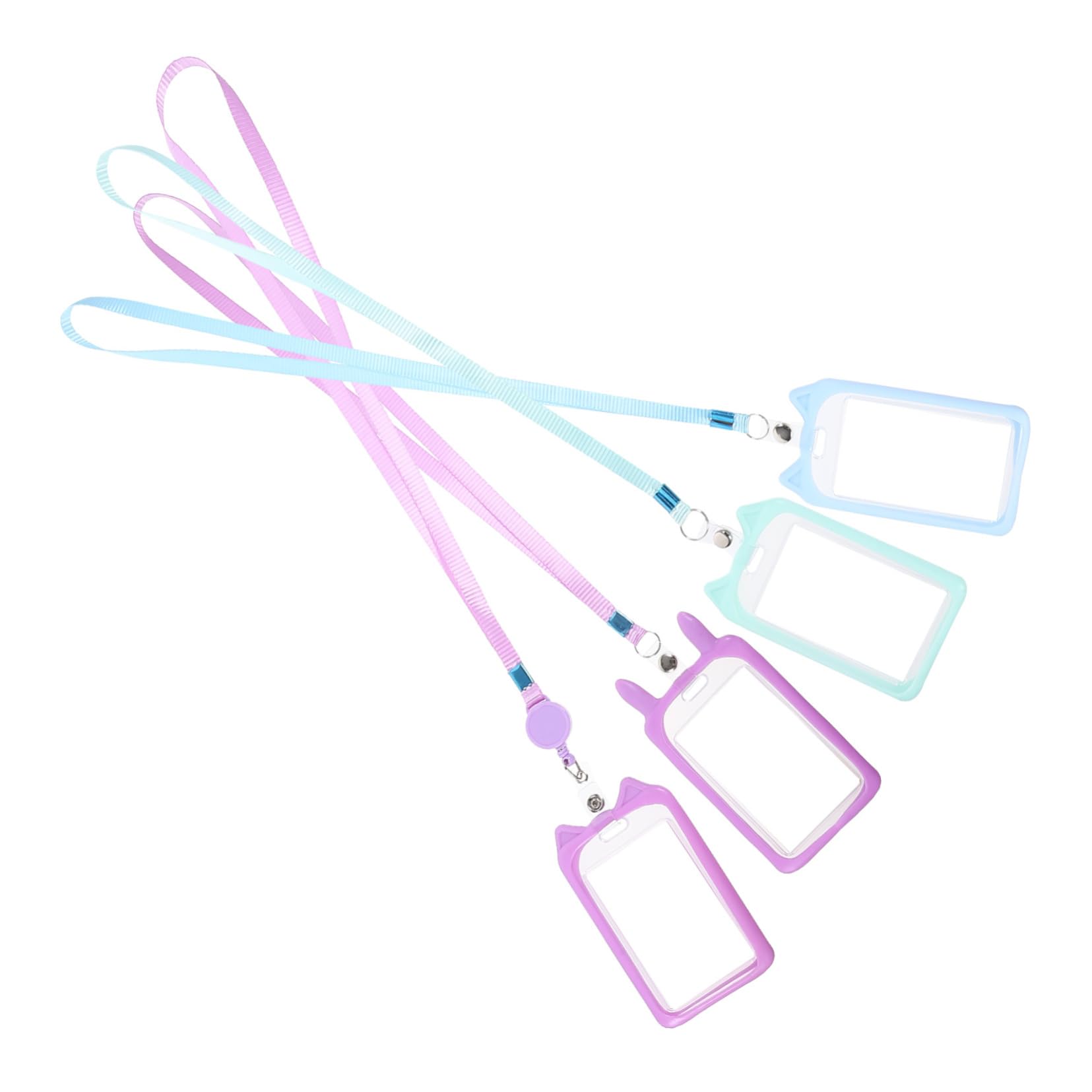 NUOBESTY 20 Pièces Porte-cartes en silicone dessin animé porte carte avec cordon Porte-cartes avec cordon longes pour badges d'identification titulaire d'identité Permis de travail chaton