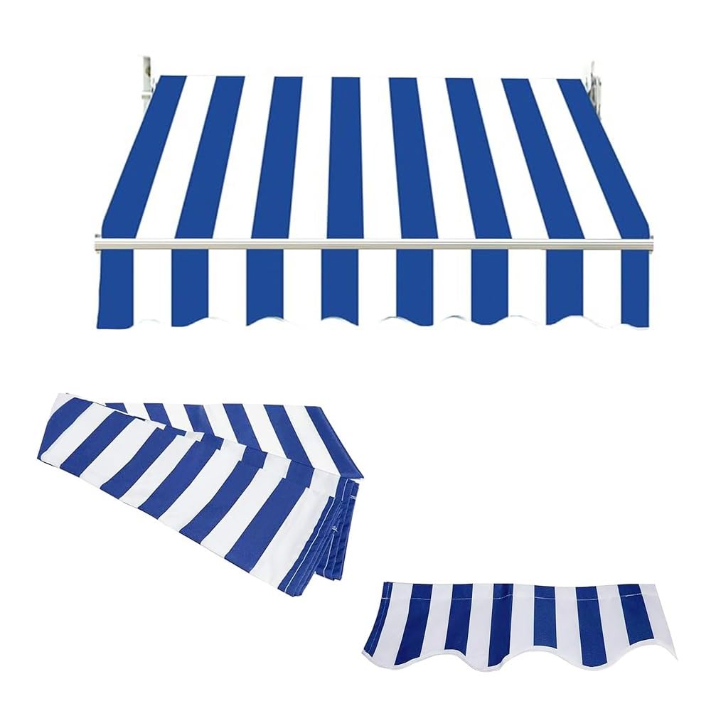 Zapasowa tkanina markizy do patio wysuwana markiza 3 x 2,4 m, 2,4 x 2,1 m, 3,7 x 3 m, wodoodporna, niebieska, poliestrowa osłona przeciwsłoneczna (5,5 x 2,5 m)