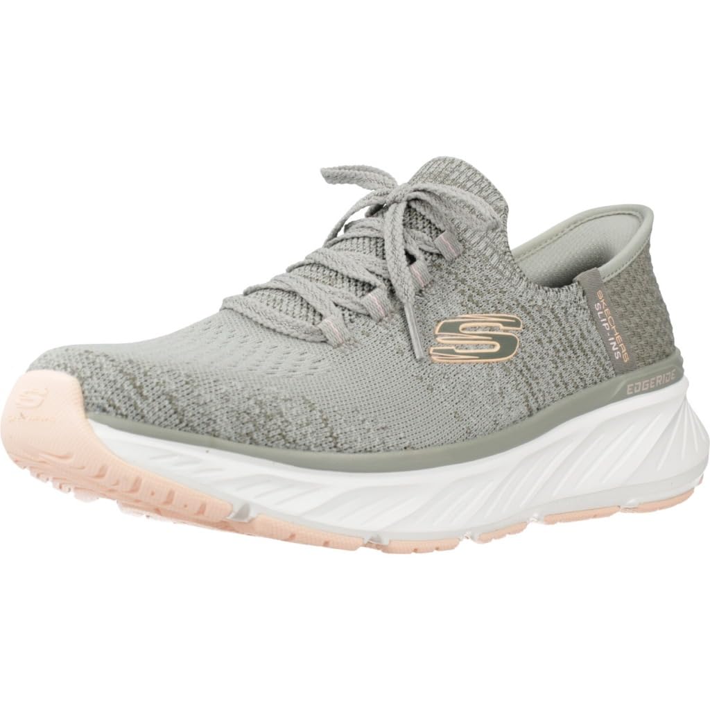 Skechers EdgerideScarpe Donna, Finiture Arancioni in Maglia Verde, 37.5 EU