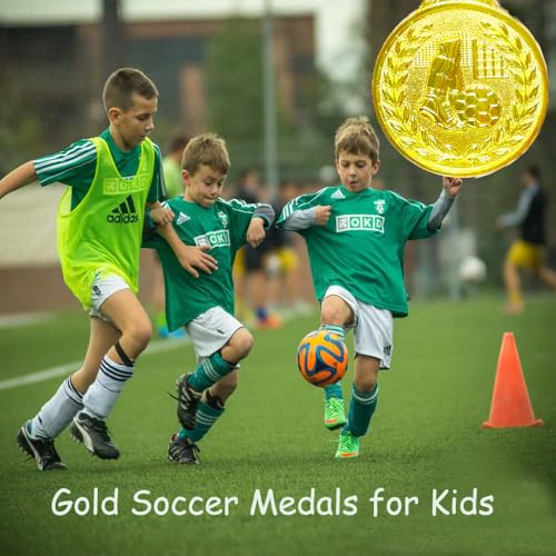 Fejapa 25 Pack Gold Soccer Medals for Adults Winner Medal Bulk for Awards Olympic Style for Sports Soccer Games and Prize Award Competition Celebration Party Favors Achievement