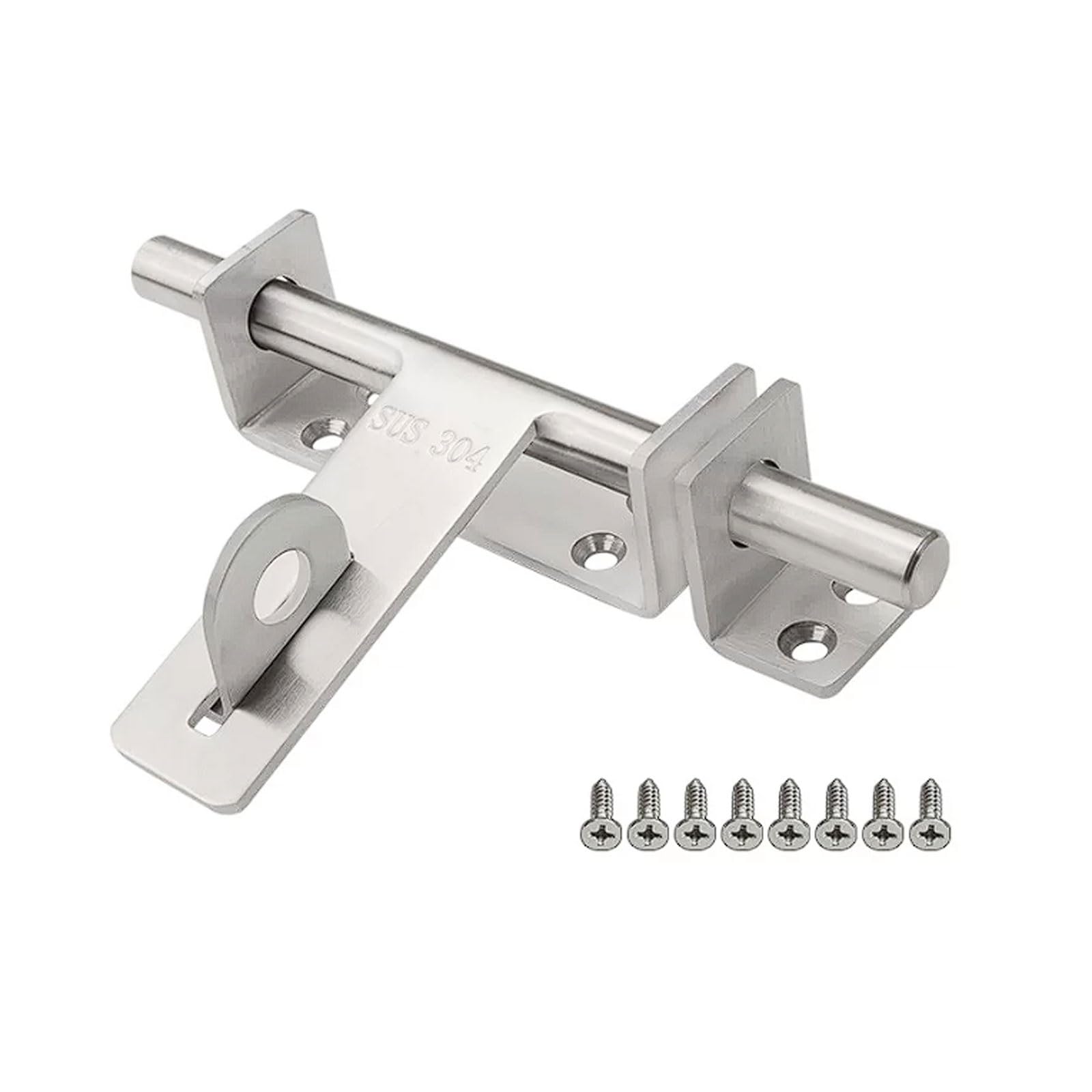 Oufeijia Eur Silver 304 Stainless Steel Door Bolt With Reverse Lock, Wooden Security Latch, Surface Mounted Thickened