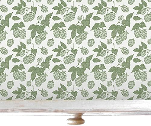 The Master Herbalist UNSCENTED & WIPE CLEAN Drawer Liners with a green HOPS Design - Perfect for Bedroom Drawers, Wardrobe Shelves, Linen Cupboards & Kitchen Cabinets