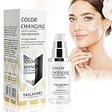 Flawless Color Changing Foundation Warm Skin Foundation Cover Makeup Concealer Cover Foundation Fit for All Skin Types Makeup Foundation with SPF15+ Natural Face Makeup Cream - 40ml