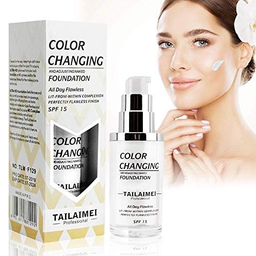 Flawless Color Changing Foundation Warm Skin Foundation Cover Makeup Concealer Cover Foundation Fit for All Skin Types Makeup Foundation with SPF15+ Natural Face Makeup Cream - 40ml