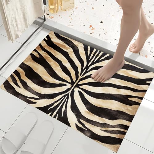 Tapis de salle de bain zèbre beige pour entrée intérieur