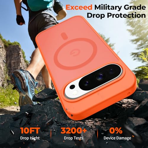 Image of SUPFINE Magnetic for Google Pixel 10 Pro Case /Pixel 10 Case with Screen Protector, (Built-in Magnets) ((Military Grade Drop Protection) Slim Translucent Shockproof Phone Case,Orange