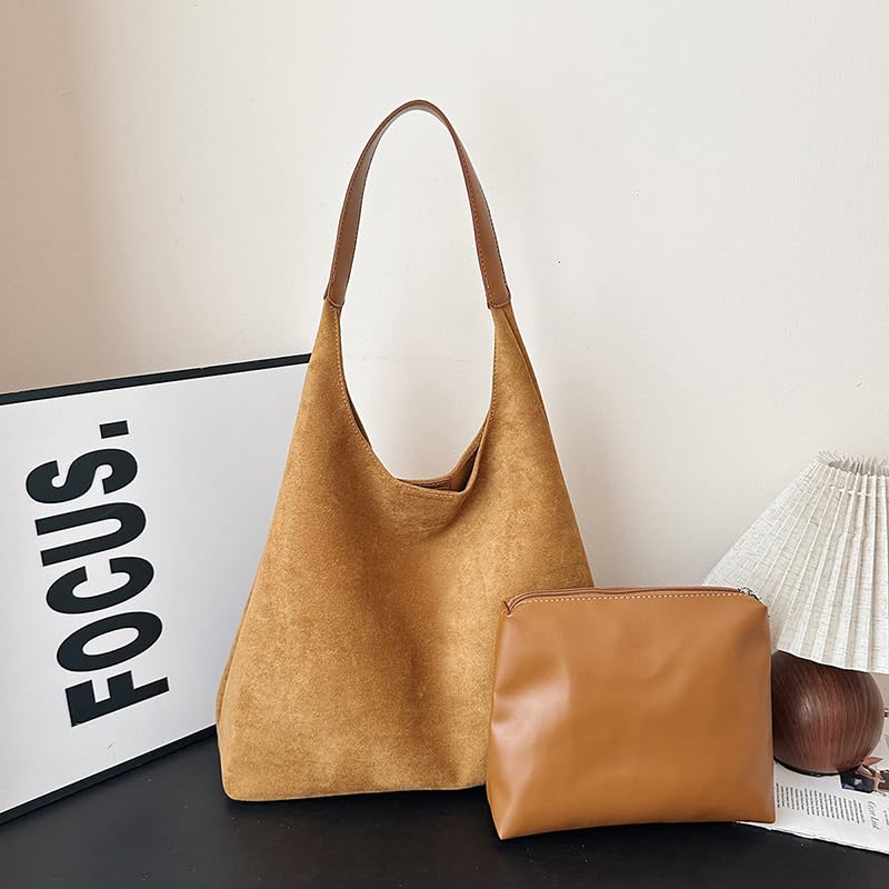 Suede Purses for Women 2025 – Large Capacity Retro Suede Hobo Slouchy Tote with Soft Leather Feel, Versatile for Work2