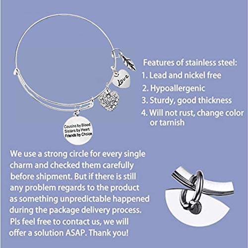 Infinity Collection Cousin Gift, Cousins By Chance, Friends By Choice Charm Adjustable Bangle, Cousin Jewelry For Women- Perfect Gift For Cousins #TOP3