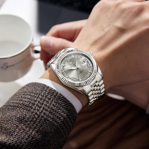 Image of OLEVS Classic Mens Watch Diamond Analog Luxury Watches Stainless Steel Waterproof Date Two Tone Luminous Watch for Men