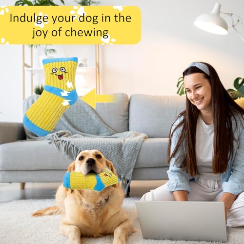 2 PCS Dog Toy Funny Dog Chew Toys Cute Expression Bite Toy Fun Sock Shape Stuffed Toys for Dogs Dental Health Small Medium Dogs