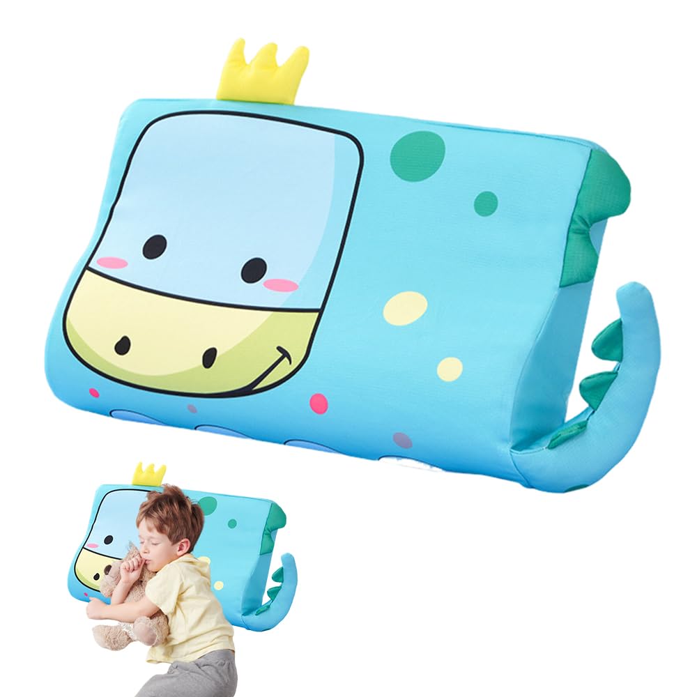 Oreiller Enfant, 45 x 27cm Oreiller Ergonomique Enfant, Coussin de Sommeil pour en-Fant, Confortable Sommeilenfant vec Taie pour La Crèche, T'apporte de Beaux Rêves (Dinosaurier)