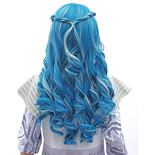 Colorground Long Wavy Blue With Silvery White Cosplay Wig #TOP1