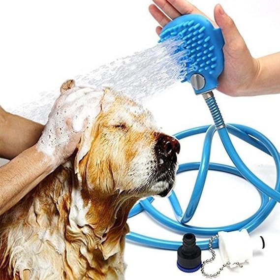 Silicone Rubber Pet Grooming Shower Sprayer and Scrubber in-One Bathing Tool (Standard Size)