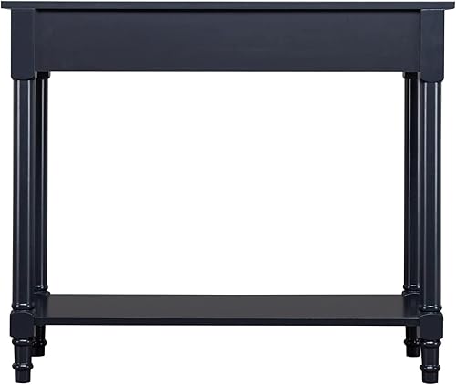 Miniatura 9 de Mesa consola de madera maciza con 2 cajones mesa de sofá de 2 niveles de 45 pulgadas con estante de almacenamiento mesas de entrada rústicas para