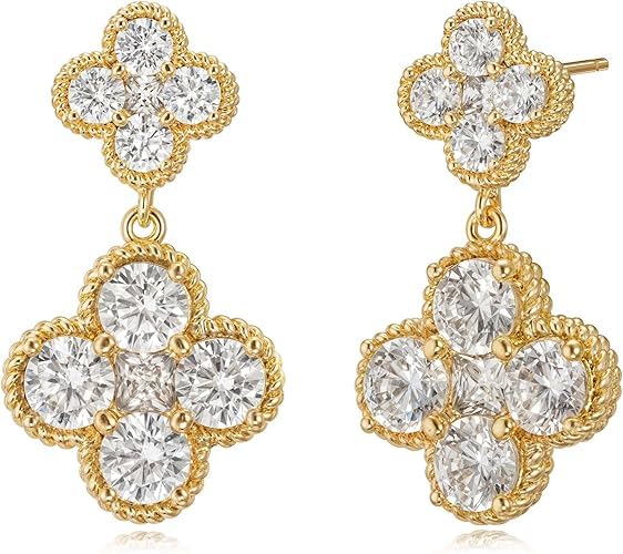 14k Gold Earrings for Women October Birthstone Dangle Clover Earrings for Women, Hypoallergenic Four Leaf Gemstone Drop Earrings Stackable Dainty Jewelry Gift for Mother Mom Wife Girlfriend Trendy - image 1