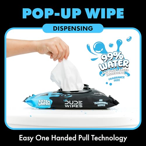 Image of LiL' DUDE Wipes Flushable Potty Training Water Wipes, Unscented, 84 Count | 99% water plastic-free wipes for toddlers and kids. Hypoallergenic, sensitive skin. Septic safe, unlike baby wipes. 2 pack.