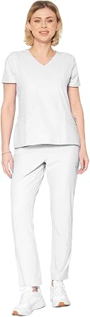 Dagacci Medical Uniform Womens Fitted Y Neck Natural Scrub Set