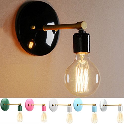 HELEISH Loft Industrial Retro Vintage Aplique Lámpara de Pared Lámpara de Pared Portapieza Dormitorio Accesorios de iluminación LED (Color : Black)