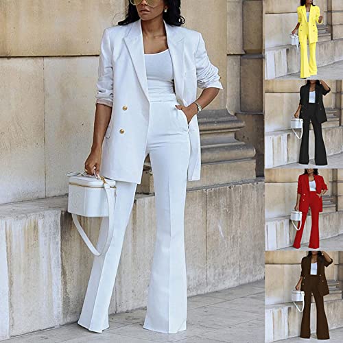 Mulheres Casuais Casaco Sólido Terno De 2 Peças Open Front Office Blazer Solid Suits Top +