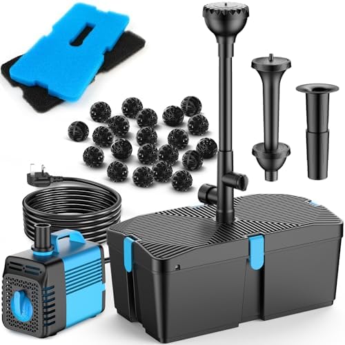 Vijverpomp met filter en fonteinset, 50W 2500L/H filtratieset