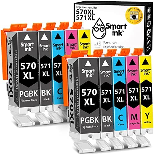 Smart Ink Compatible Ink Cartridge Replacement for Canon PGI 570XL 570 CLI 571XL 571 XL 10 Pack(2PGBK & 2BK/C/M/Y) for Pixma MG6853 MG5750 5751 5753 6850 6851 6852 TS5050 5051 TS5053 6050 6051 TS6052