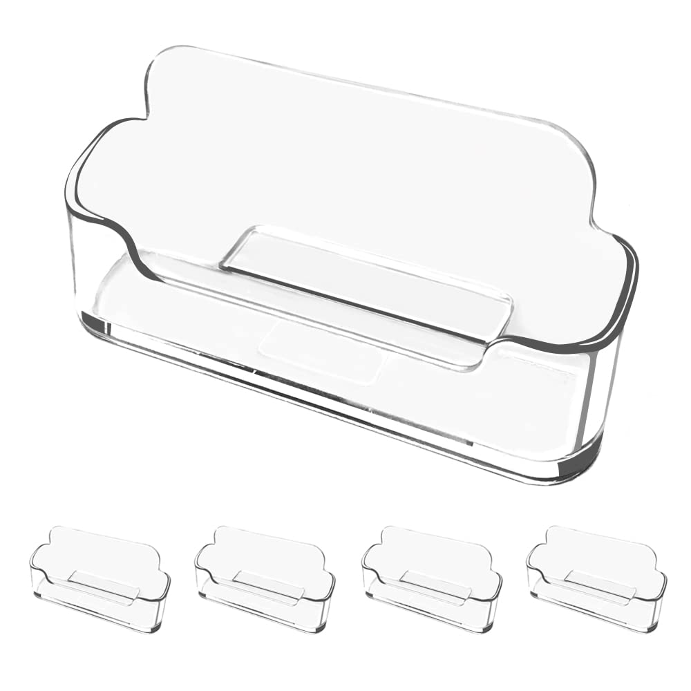Vrupin Business Card Holder for Desk - 4 Pack Acrylic Business Card Holder Fits 30-50 Business Cards Display