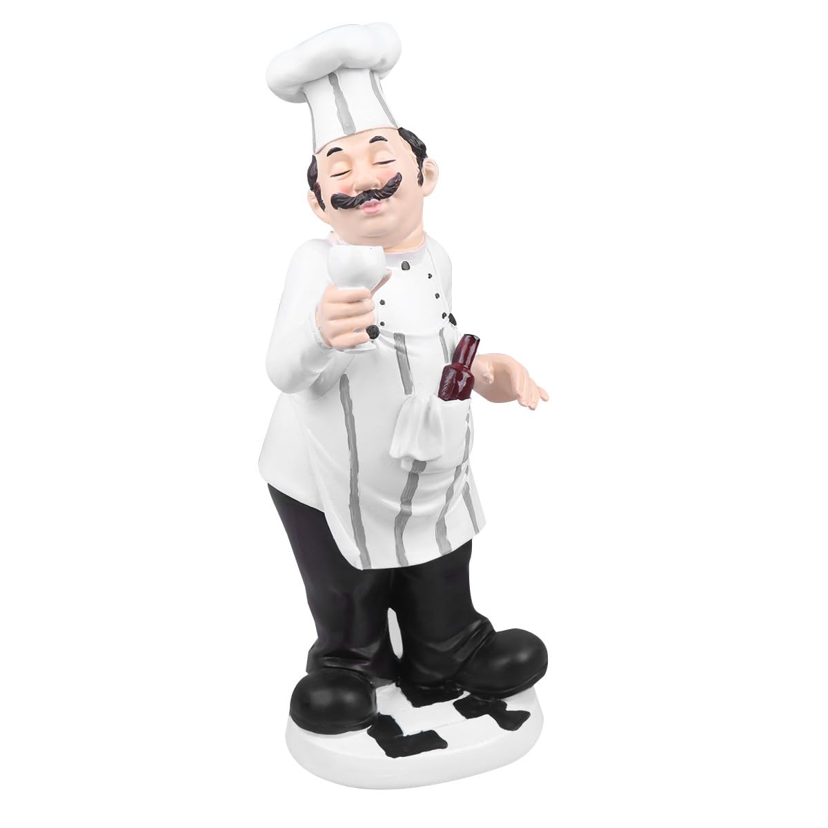 Artibetter Statua Chef in Resina Stile Europeo Bianco da Tavolo per Cucina e Bistro, Scultura Mini Cuoco Base Stabile per Decorazione Casa e Locale
