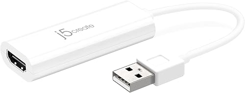 Vista 2 de j5create Adaptador de pantalla USB a HDMI - Convertidor de cable USB a HDMI 1080P para Windows (JUA195)