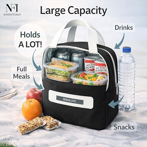 Image of NFI essentials Insulated Lunch Bag for Men Women Large Tiffin Carry Bag Travel Lunch Box Organizer for Office, School, College, Leak-Proof Lunch Cooler Bag