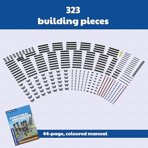 Image of Thames & Kosmos | Structural Engineering: Bridges & Skyscrapers | Science & Engineering Kit | Build 20 Models | Learn about Force, Load, Compression, Tension | Parents' Choice Gold Award Winner, Blue