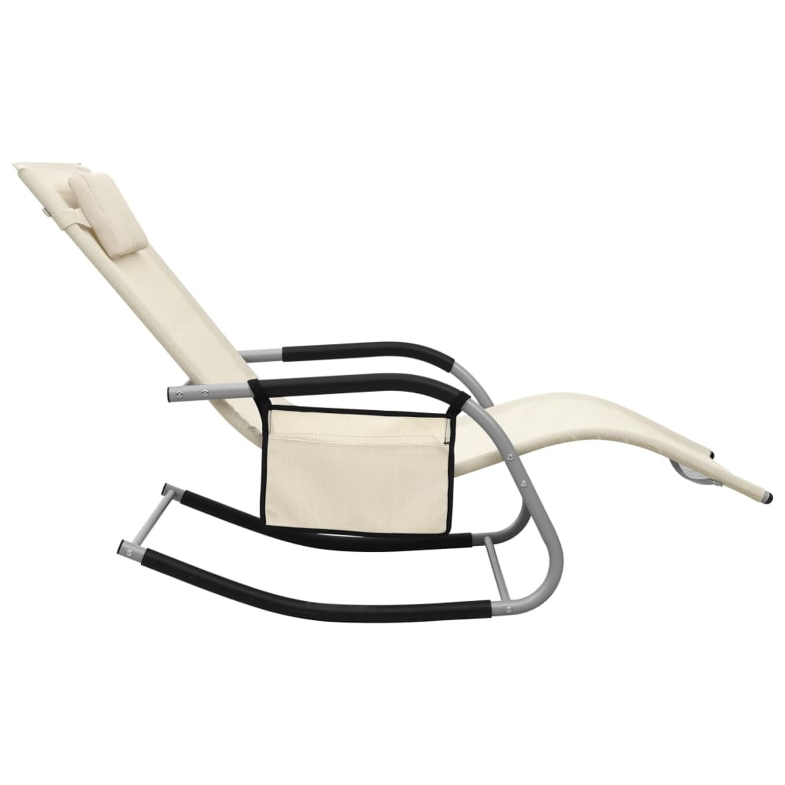 Homgoday Lettino Prendisole in Textilene Crema e Grigio, Lettini Prendisole, Divano Letto Mobili, Lettino da Piscina, Lettino Prendisole da Giardino Model310506