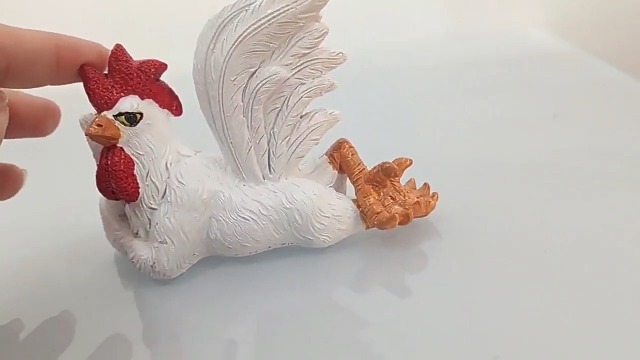 Figura de gallo blanco para decoración de mesa rústica miniatura 6