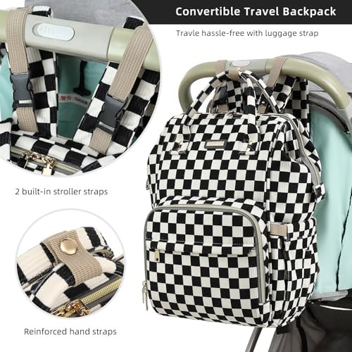 Image of GAIVP Baby Diaper Bag Backpack for Mom, Large Capacity Travel Nappy Bag for Boys & Girls with Stroller Straps,Insulated Pockets (Corduroy Checkered Black)