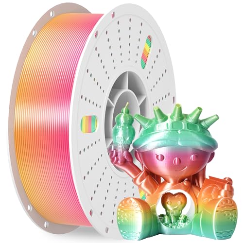 Image of PINBALL Silk Rainbow PLA 3D Printer Filament 1.75mm Shiny Multi-Color Changing Filament 3D Printing PLA Filament Dimensional Accuracy + /- 0.02mm 1 KG Silk Rainbow Macaroon